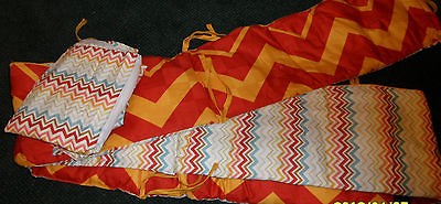 MISSONI FOR TARGET RED MEDALLION BABY BUMPER AND MATCHING DUST RUFFLE 