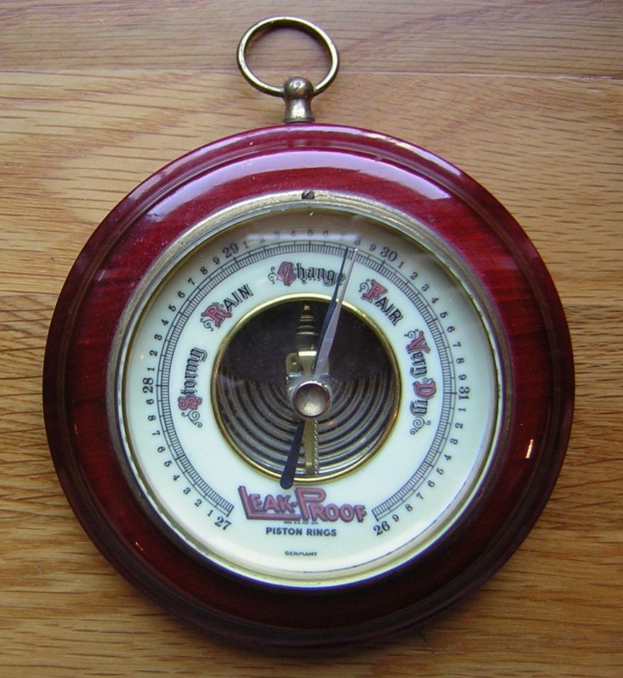 Vintage ATCO BAROMETER Germany MAHOGANY PORCELAIN BRASS GLASS Leak 