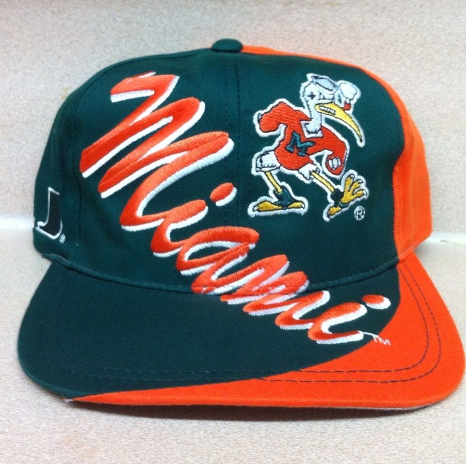   MIAMI HURRICANES SNAPBACK HAT CAP 2 TONE SCRIPT LOGO ATHLETIC 7 UM NEW