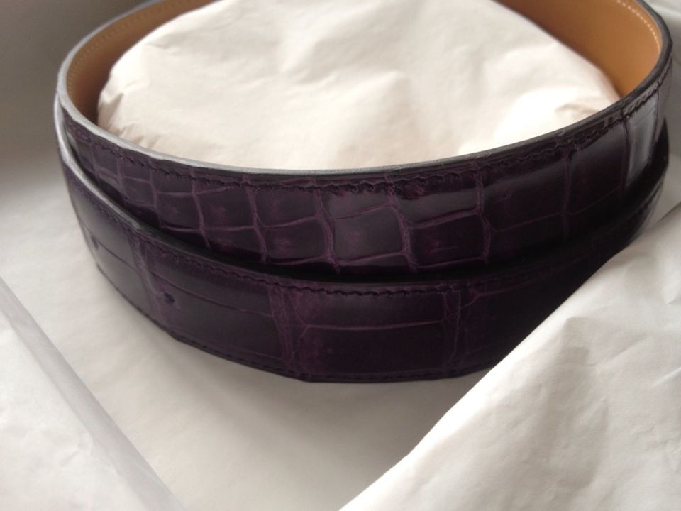 Authentic Hermes Amethyst Croc Belt Strap For Your Constance Buckle