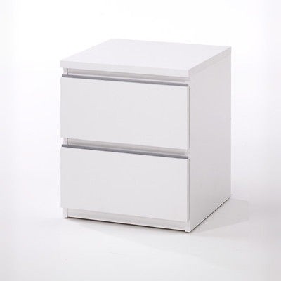   Contemporary White Laminated 2 Drawer Nightstand Ready to Assemble