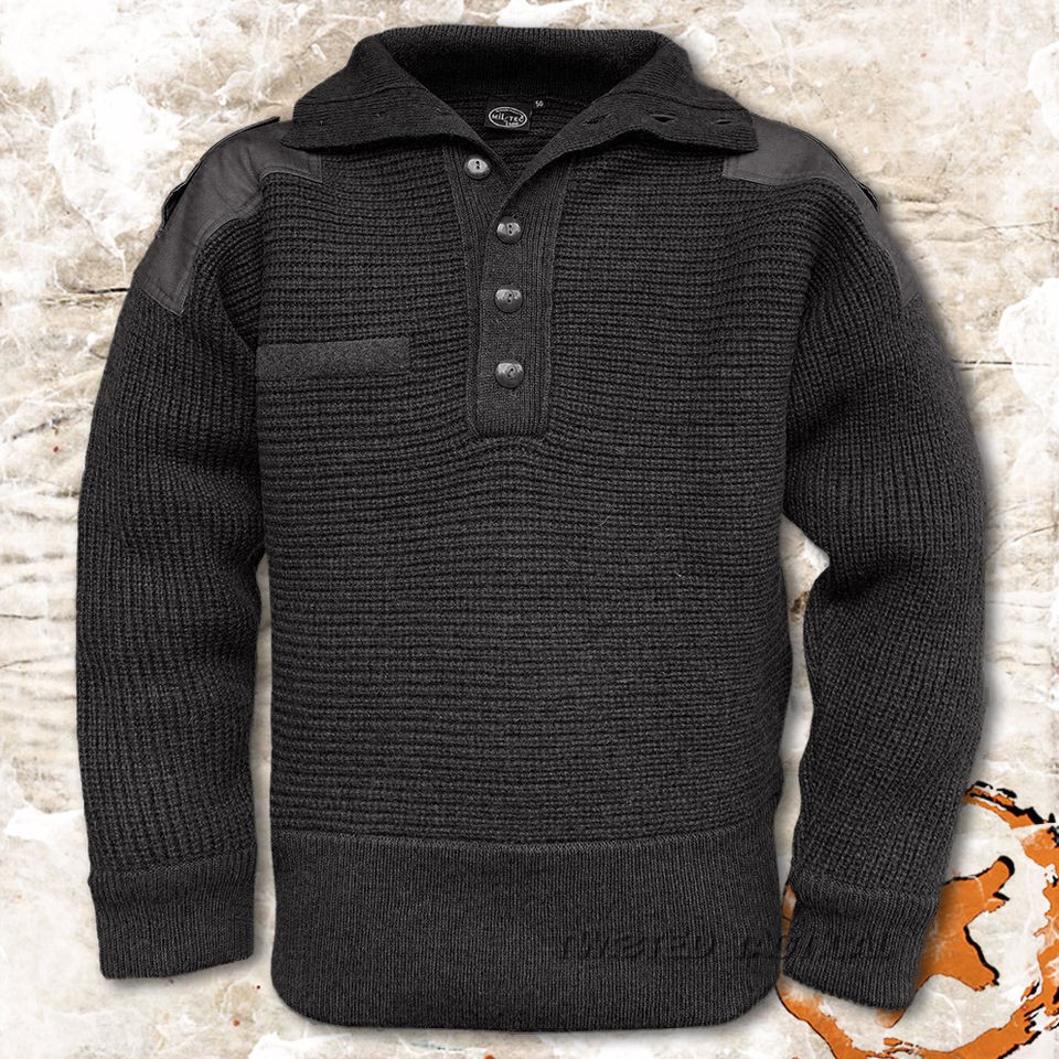 AUSTRIAN ARMY JUMPER 100% WOOL ALPINE MILITARY MOUNTAIN SWEATER BLACK 