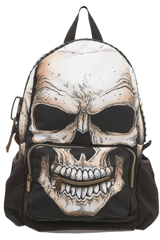 NWT B&W MOJO EVIL DEATH SKULL FACE SKELETON BONES BACKPACK BOOK BAG 