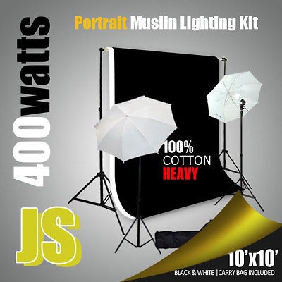   Studio 33 Umbrella Photo Muslin Backdrop Photography Screen 400 Kit