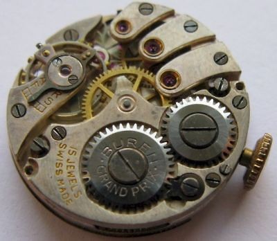 Early Buren 8 3/4 Swiss Watch Movement 15 jewels