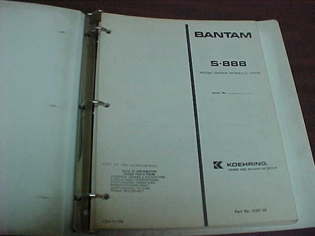 KOEHRING BANTAM S888 EXCAVATOR PARTS MANUAL