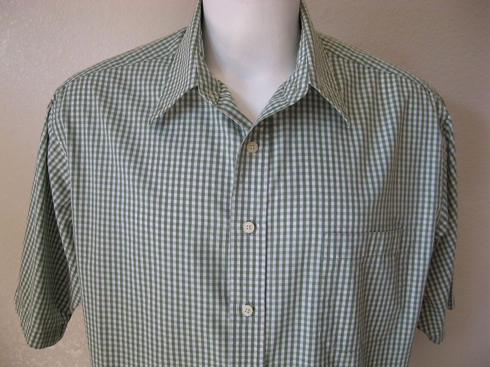 Mens Puritan Classic Green Gingham Plaid Size XL Wrinkle Resist Chino 