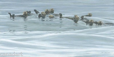 Robert BATEMAN Raft Of Otters GICLEE Canvas 20x40 LTD art