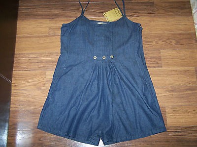 New Navy Denim Shorts Jumpsuit, Romper Size XL NWT