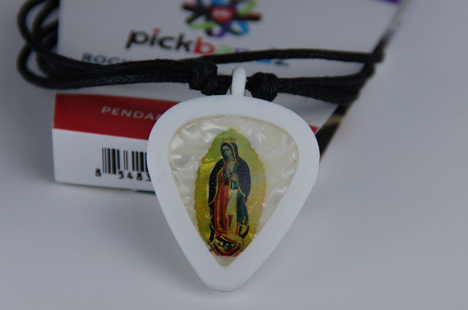 GUITAR PICK Necklace by Pickbandz PICK HOLDER with Limited VIRGIN MARY 