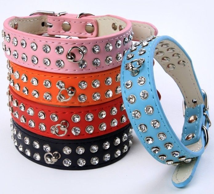 Specials Dog Collar Sling Rhinestone Diamond Leather Collar Puppy 