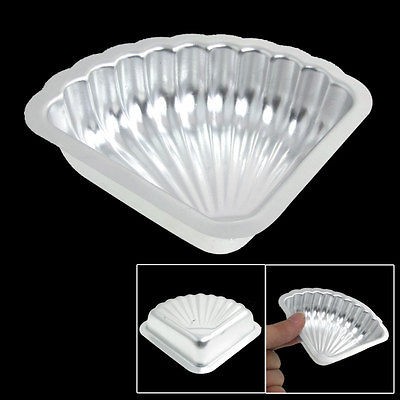 Kitchen Pastry Cook Tool Shell Shaped Silver Tone Cake Mold Pan
