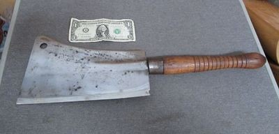 HUGE Antique BEATTY 2 Hand Chef Butcher Slaughterhouse Carbon Steel 