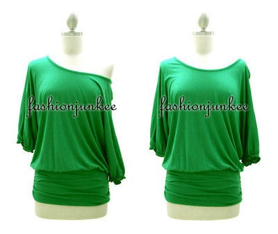 GREEN BUBBLE OFF the Shoulder SS Jersey Top Shirt XL