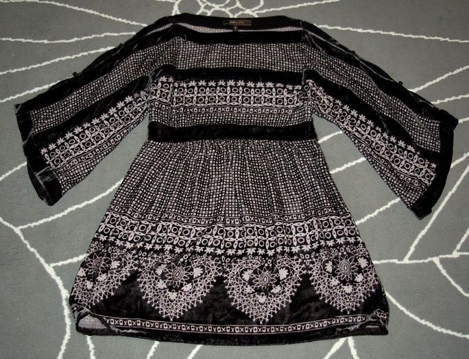 BCBG Max Azria Black Lavender Boho Print Mini Dress XS 0 Gorgeous