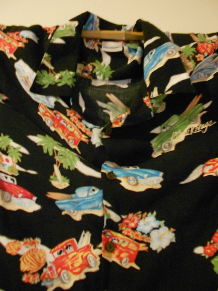   LRG HAWAIIAN STYLE ALOHA SHIRT VINTAGE SURF CARS TRUCKS BY BEAU RIVAGE