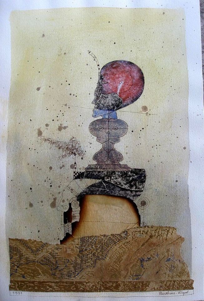 BERNARD BERTHOIS RIGAL Original Watercolor 3 Signed   Unique