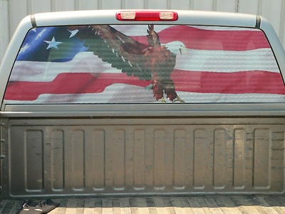 Eagle American Flag Window Truck Graphic Window Decal Sticker Canvas 