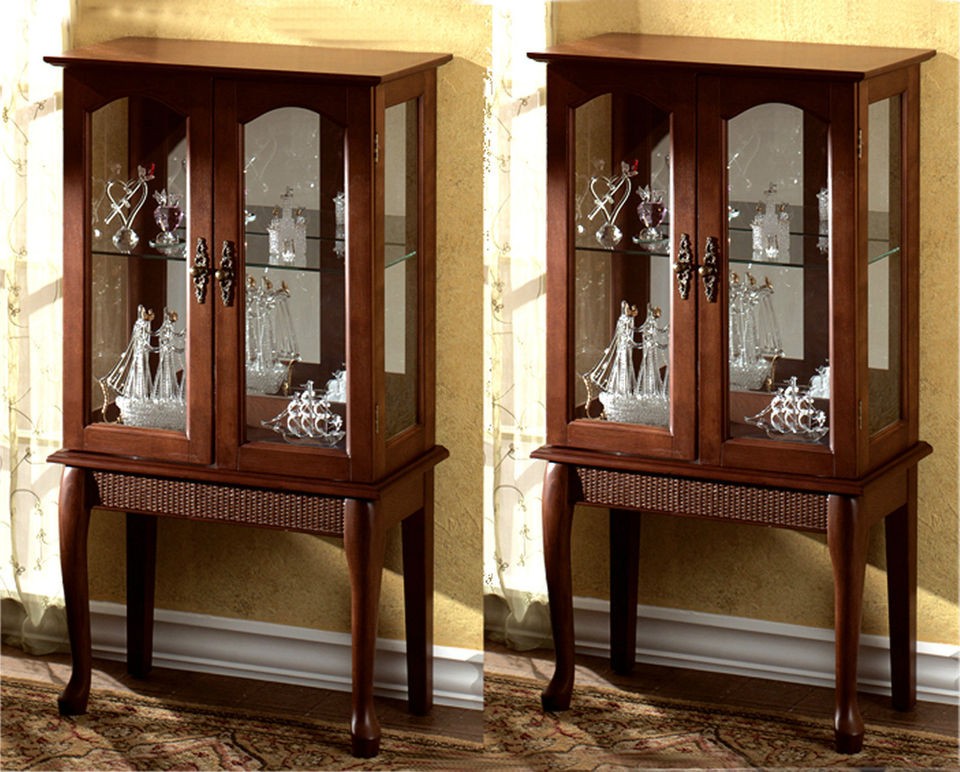 Set of Two (2) ** SIMPLY ELEGANT BIRCH FINISH CURIO CABINETS **PAIR 