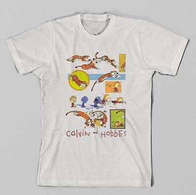 Calvin and Hobbes T shirt Psycho Jungle Cat attac funny comic strip 