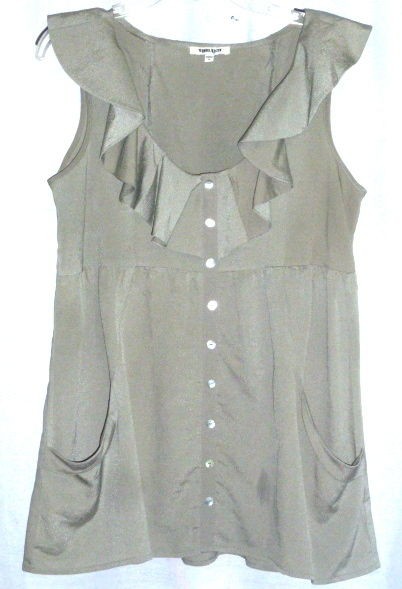 Daniel Rainn Green Gray Size M Button Up Tank Top With Pockets