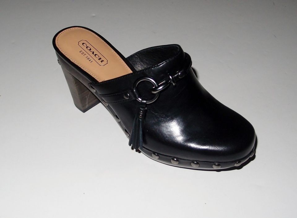 NEW COACH SHASHA VACHETTA BLACK SABOT SHOES SIZE 9.5/39.5