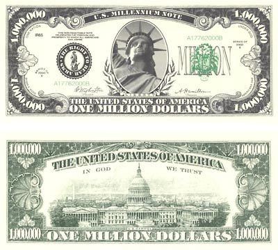 Million Dollar Bills   3 Pack   Fake Play Novelty Money