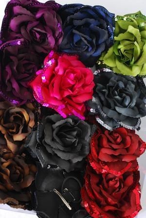 new WHOLESALE 6 inch SILK rose HAIR BOW clip BROACH pin WEDDING 