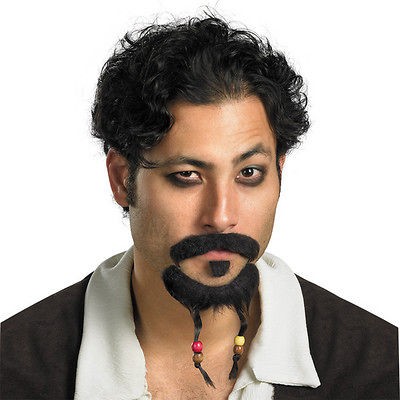 Mens Pirates of the Caribbean Jack Sparrow Costume Moustache Goatee 