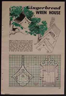 Gingerbread WREN Birdhouse 1959 HowTo build PLANS