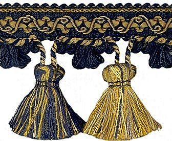   ANTIQUE COLLECTION 1825 7652 BLUE GOLD 2.75 DECORATIVE TASSEL FRINGE