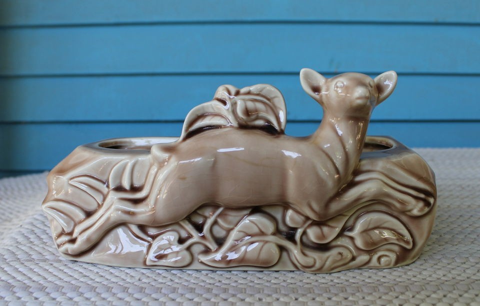 Figural Pottery Deer Tv Lamp Base No Lamp Just the Base