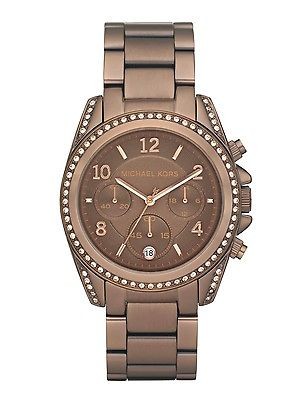 New Michael Kors MK5493 Blair Chronograph Brown Stainless PVD Ladies 