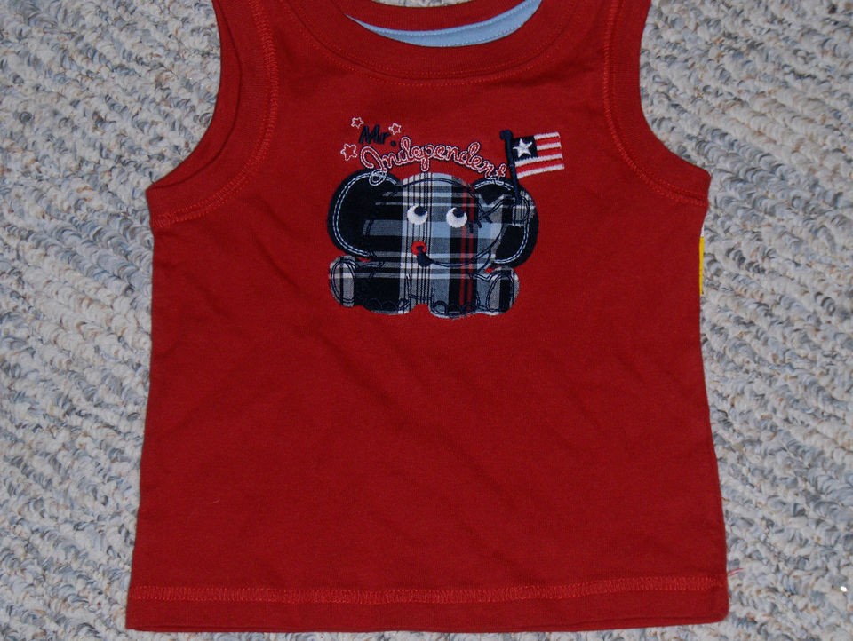 NWT  Jumping Beans red sleeveless Mr. Independent elephant shirt   6 