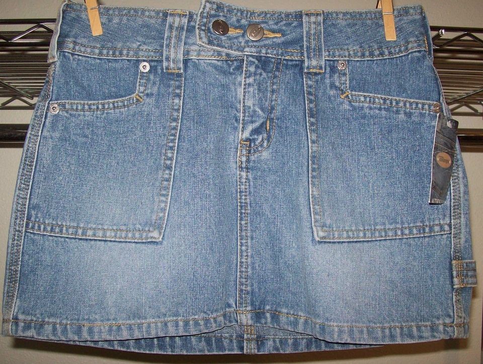 NWT Sz 0 Bongo Let Me B. Medium Sandblast Wash Denim Mini Skirt Ret $ 