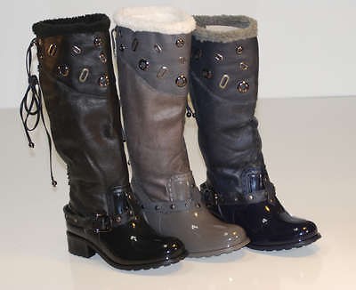 2012 Women Rain Boot GREY Snow Winter Knee High Fur Boots SIZE 10