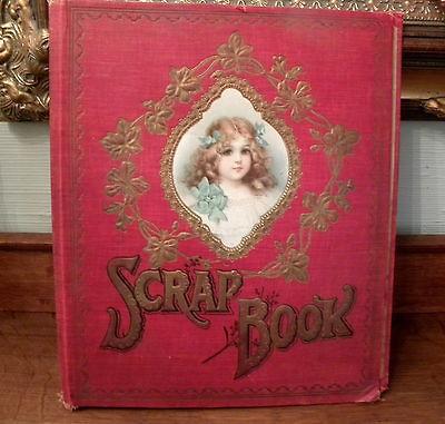 Antique Beautiful Victorian Scrapbook 1878 Nonpareil with Scraps 