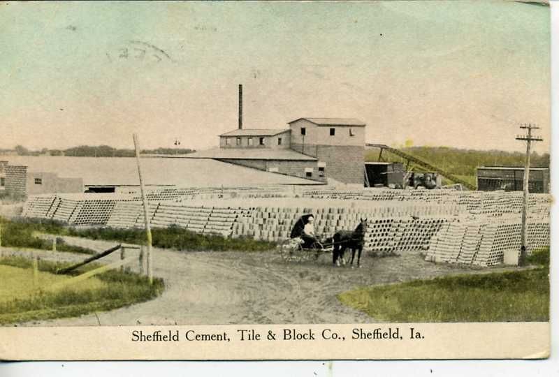 SHEFFIELD IOWA SHEFFIELD CEMENT TILE & BLOCK POSTCARD