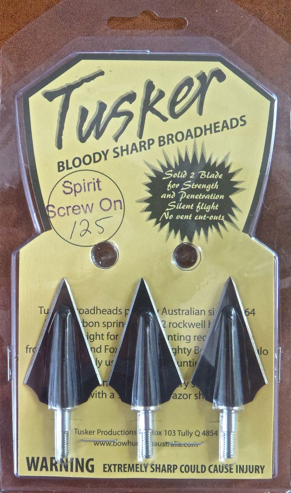 TUSKER BROADHEADS ** 3  125gr SPIRIT PRE SHARPENED