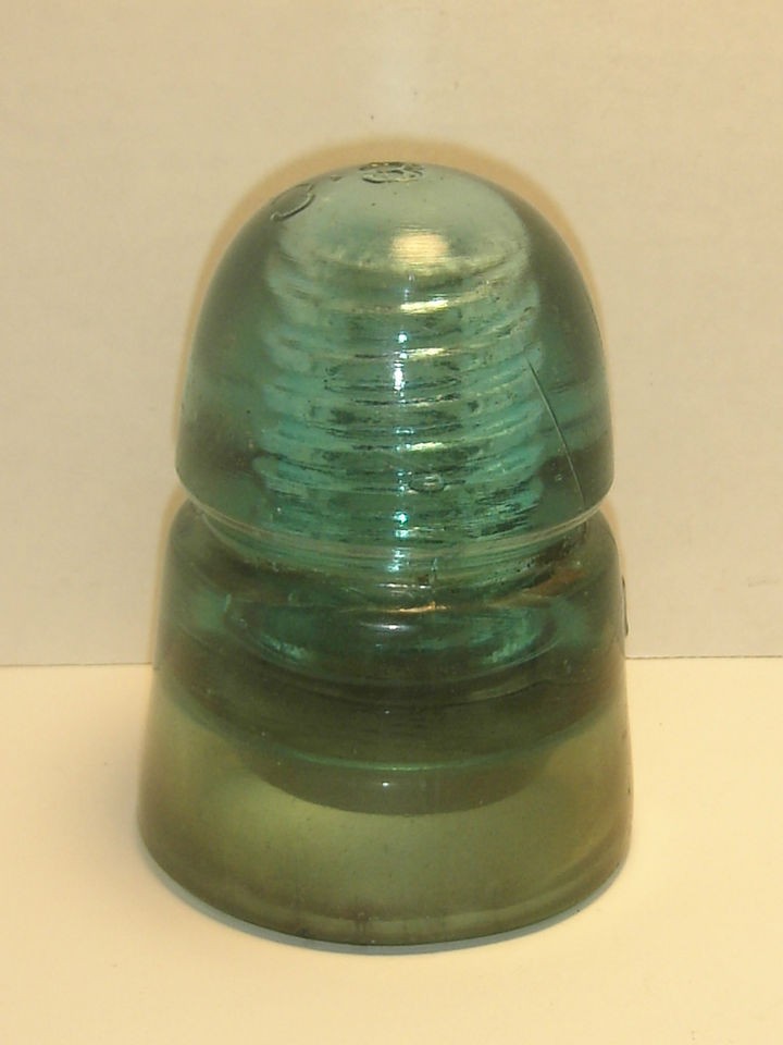 Brookfield B Insulator Green Blue Glass No.3 Beehive Antique Glass 