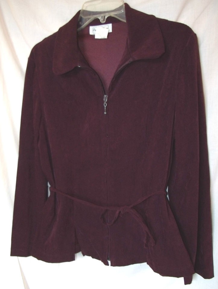 Especially Yours * Dark Burgundy Fitted Zipper & Tie Belt Blouse Shirt 