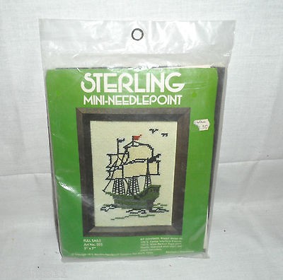 STERLING MINI NEEDLEPOI​NT KIT, FULL SAILS 5 X 7 ,CANVAS, YARN 