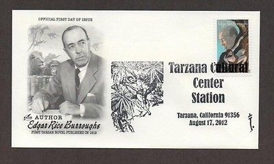 2012 EDGAR RICE BURROUGHS ~ TARZAN ~ A/C CACHET ~ FDC ~ FIRST DAY OF 