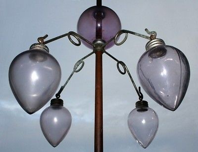 OLD Set of 4 SCA Amethyst Glass Lightning Rod Weathervane Pendants 1 