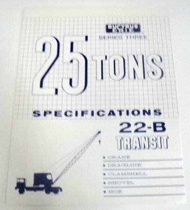 Bucyrus Erie 1961 22B 25 Ton Transit Crane Brochure