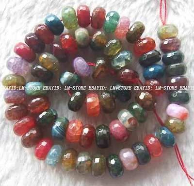 6x10mm Multicolore Agate Faceted Rondelle Beads 15.5
