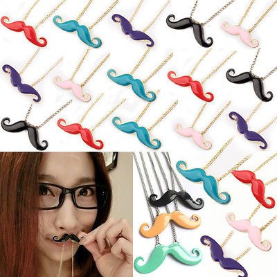 30pcs Wholesale Lots Cute Color Mini Mustache necklace Vintage Style 