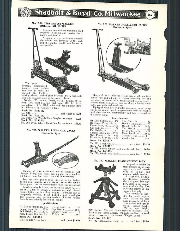   Walker Auto Truck Bus Roll a Car Jacks Hydraulic Type ORIGINAL ADVERT