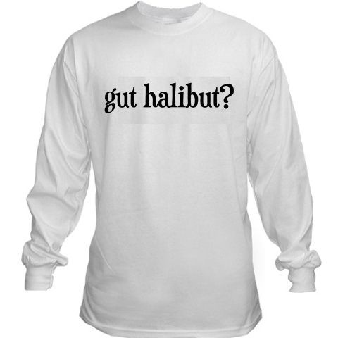 Gut Halibut? fishing fly deep sea fish funny lure reel LONG SLEEVE T 