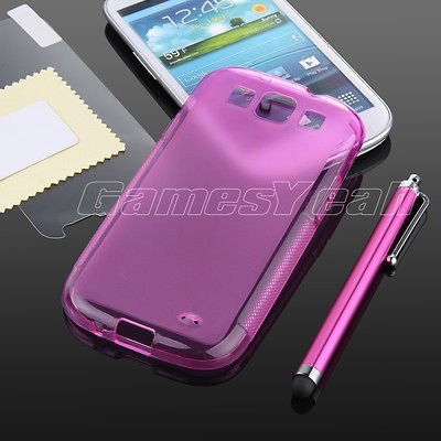 Pink TPU Case Cover + Screen protector + stylus for Samsung Galaxy S3 